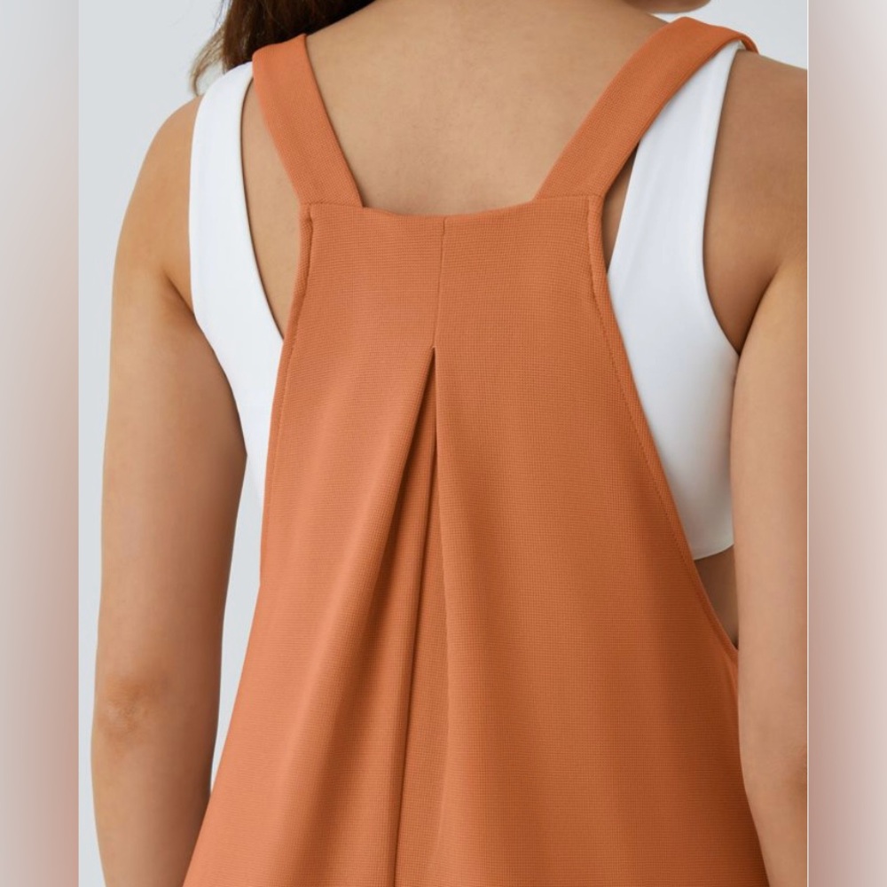 Halara Overalls Orange Cuffed Waffle Knit Jumpsuit Women's S , M - Picture 9 of 10